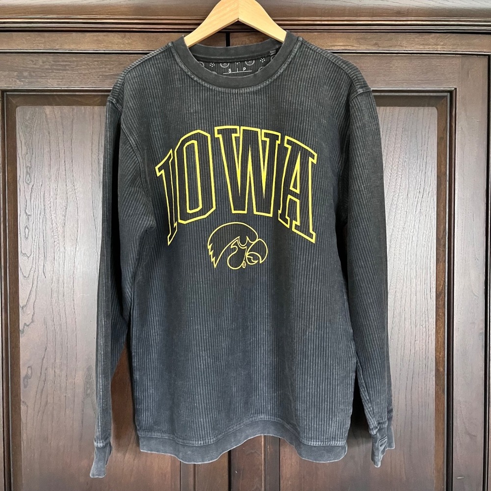 Pressbox Comfy Cord Iowa Hawkeyes Ribbed Oversized Boyfriend‎ Sweatshirt Sz S